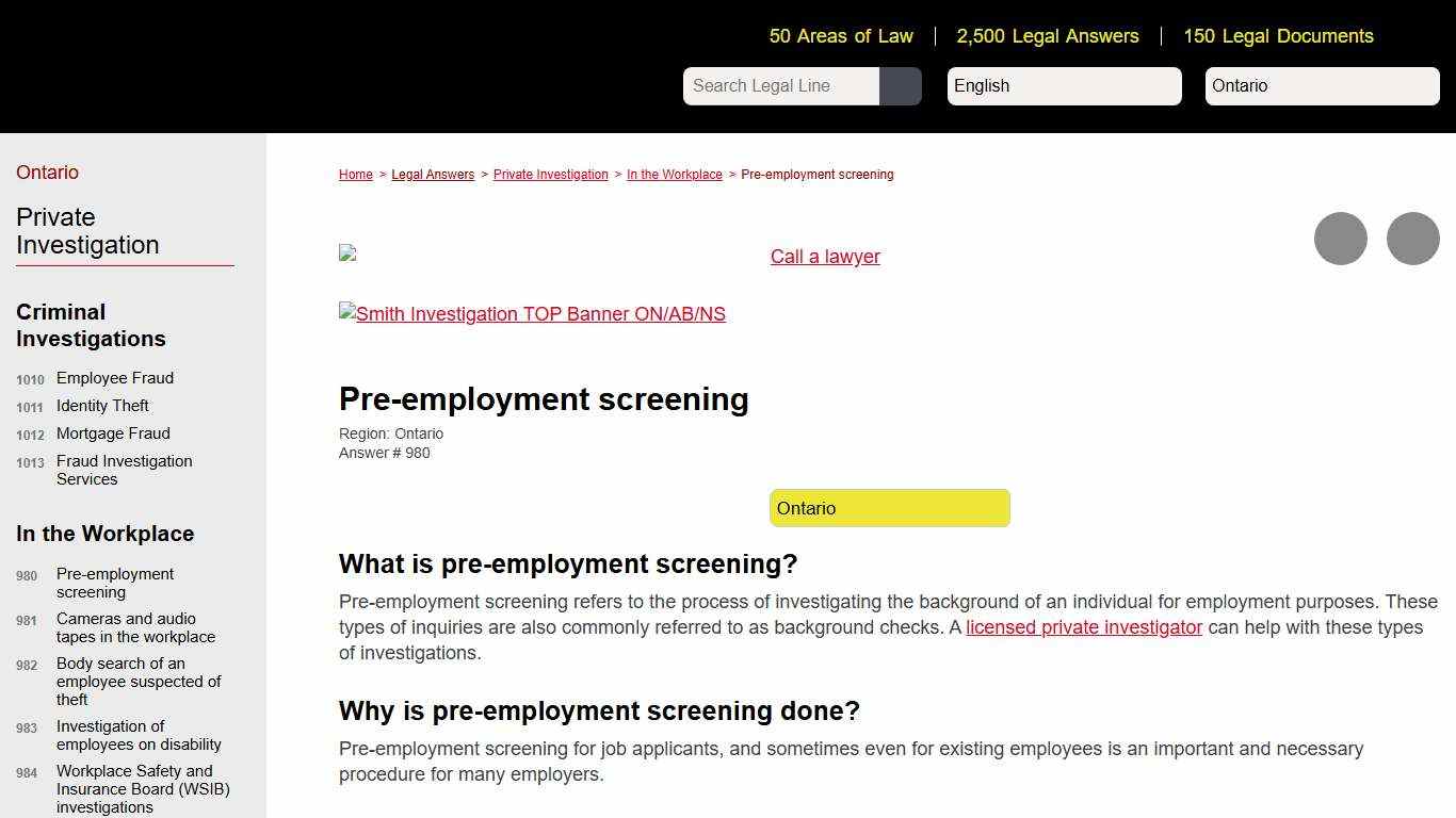 Pre-employment screening - FREE Legal Information | Legal Line